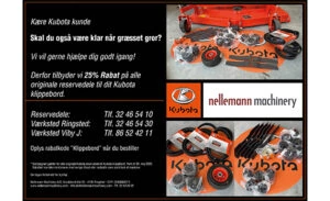 Kubota Klippebord, reservedele